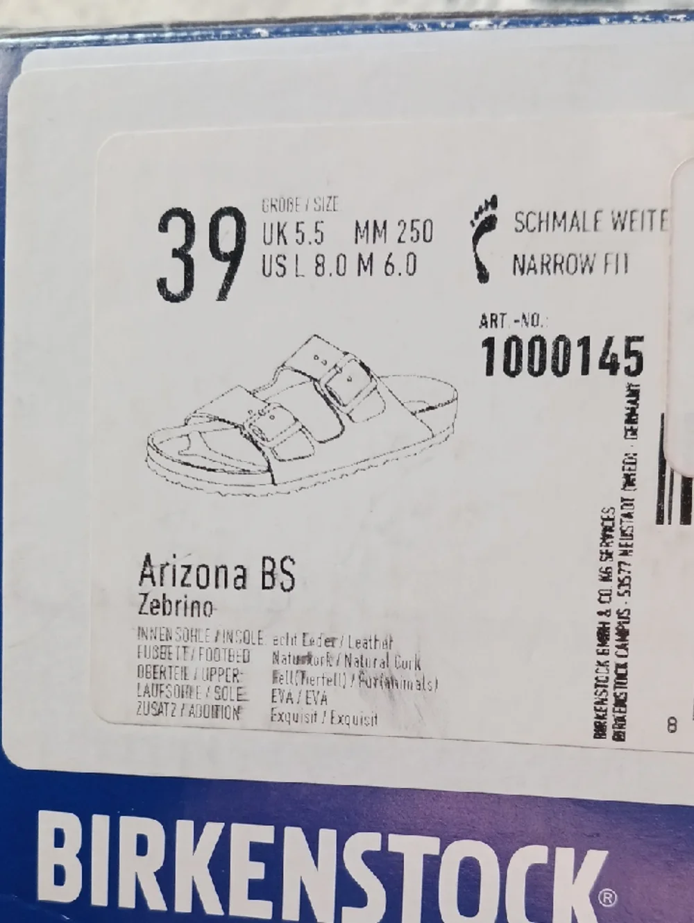 Birkenstock Arizona Exquisite Zebra, Size 39 N, New In Box - Picture 5 of 5